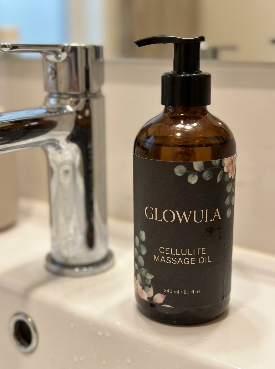 Glowula bottle on a bathroom sink